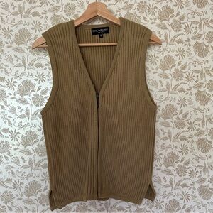 Vintage YSL Pour Homme Ribbed Zip-Up Sweater Vest Men’s S Unisex 100% Cotton